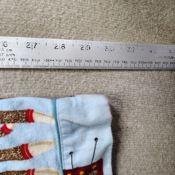 Nick & Nora Pajama Set Women S Blue Sock Monkey Flannel Cotton Button Up - Picture 15 of 15